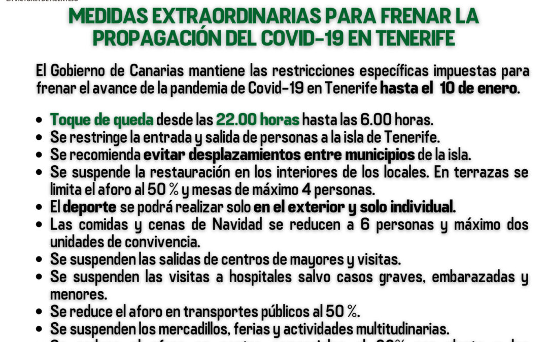 El Gobierno de Canarias prorroga las medidas restrictivas para frenar la transmisión del Covid-19 en Tenerife ????? ?? ?? ?? ?????