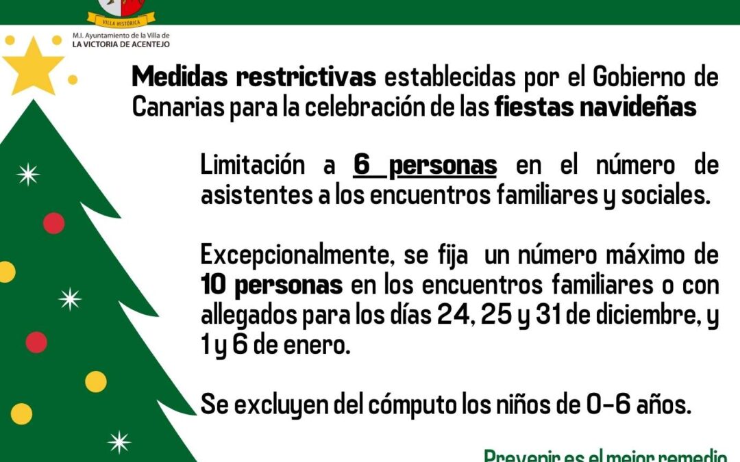 Medidas restrictivas del Gobierno de Canarias específicas para la celebración de las fiestas navideñas