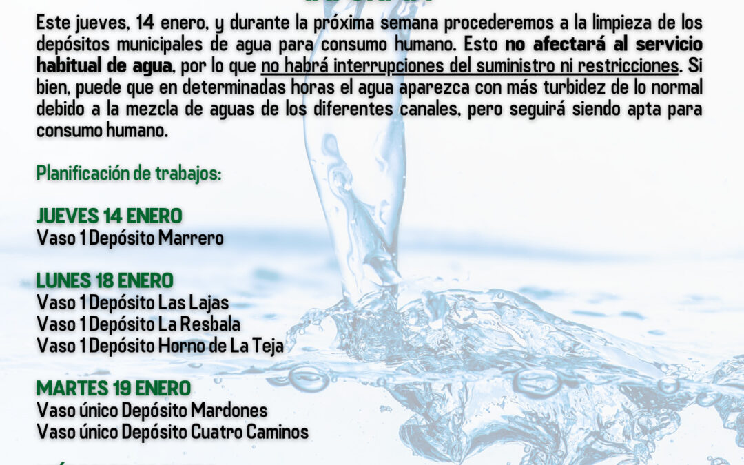 Campaña de limpieza de los depósitos municipales de agua