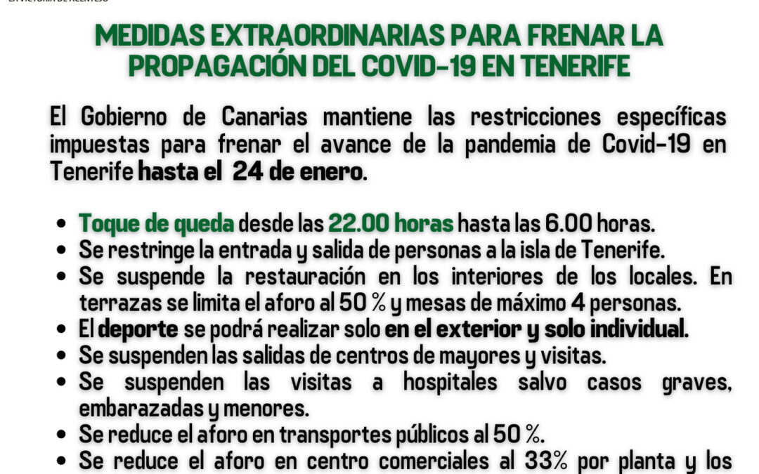  El Gobierno de Canarias prorroga las medidas restrictivas para frenar la transmisión del Covid-19 en Tenerife ????? ?? ?? ?? ?????