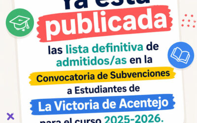 Publicada la lista definitiva de admitidos/as en las subvenciones para estudiantes